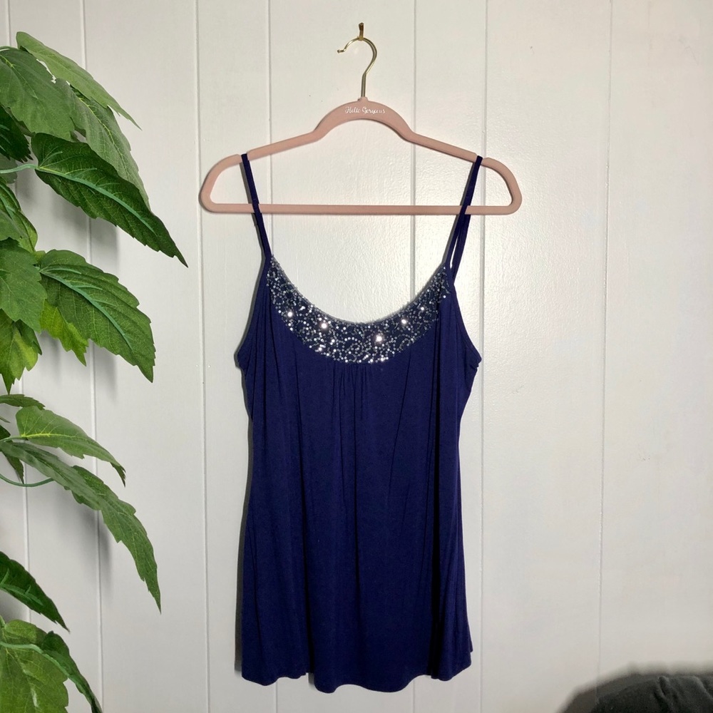Navy Camisole with Sequin Detail